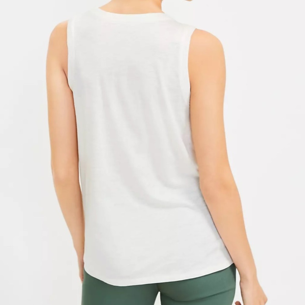 LOFT Palm Lace Relaxed Scoop Neck Tank Size M - Picture 3 of 12